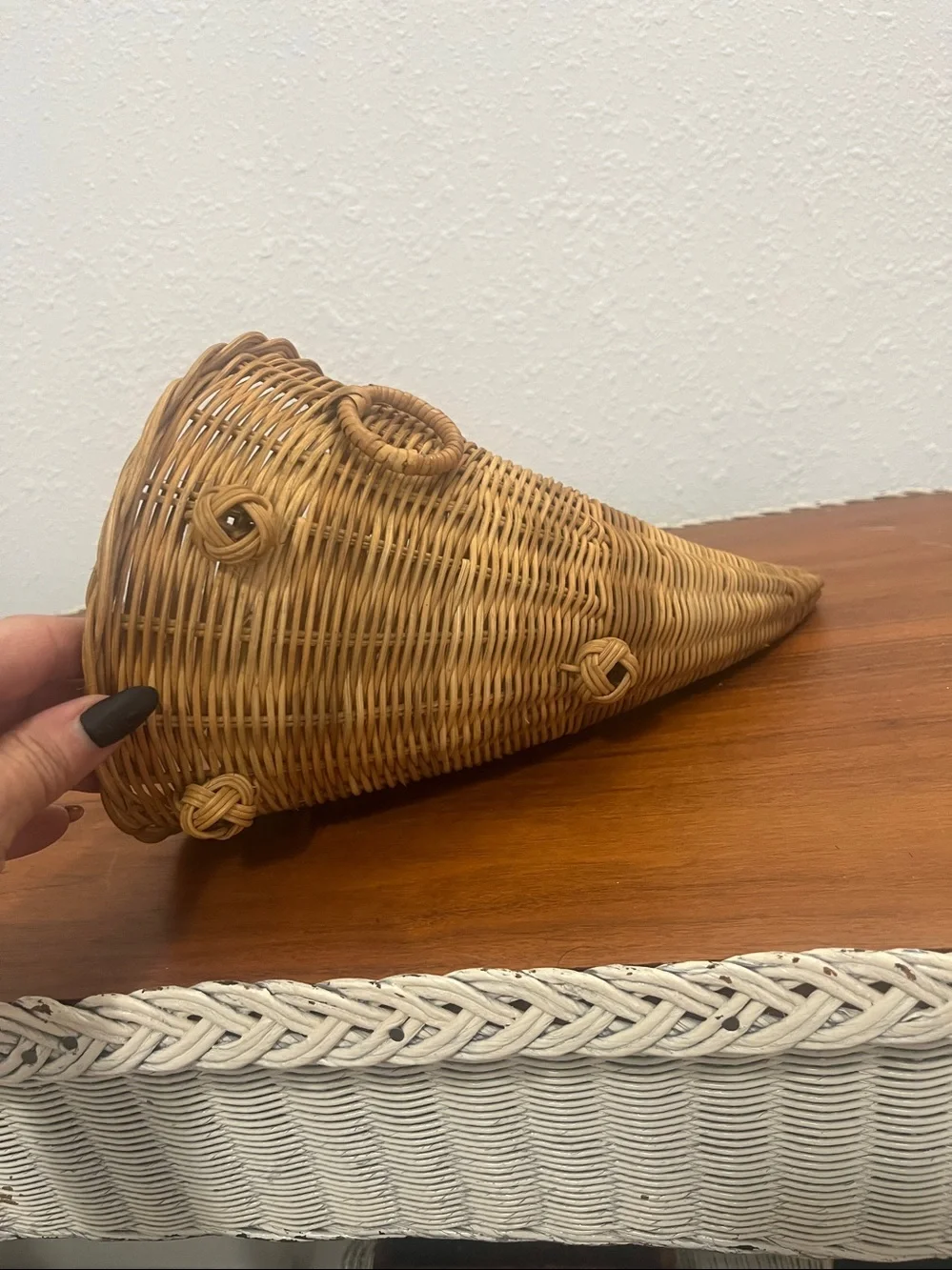 1970’s Woven Rattan Cornucopia